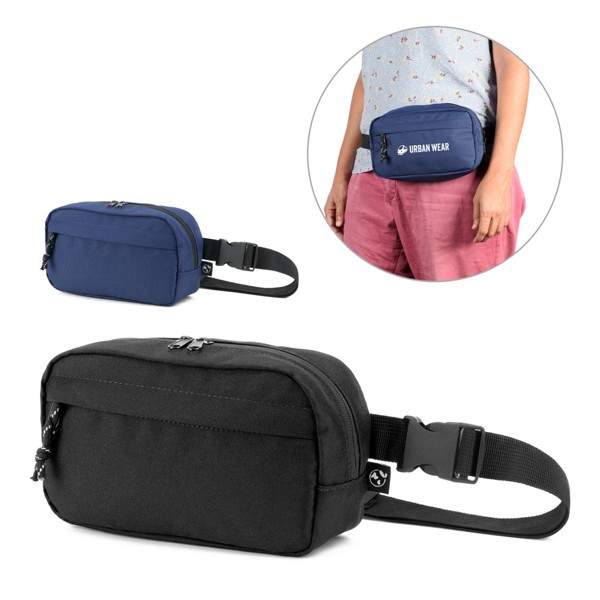 MYKONOS. Waist bag in 600D recycled polyester and lining in 210D recycled polyester - Black