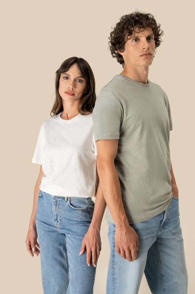 Eco-Friendly  Unisex Organic Cotton And Linen T-Shirt - Ivory / XL