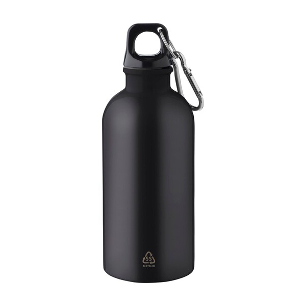 Jednoplášťová fľaša z recyklovanej nehrdzavejúcej ocele (400 ml) Sable - Čierna