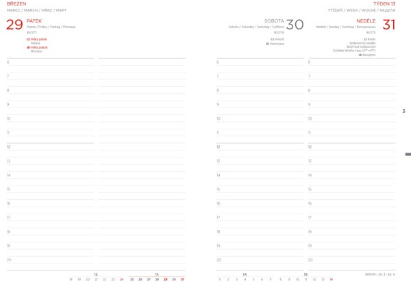 Denní diář Trendy 2025, A5 - Červená
