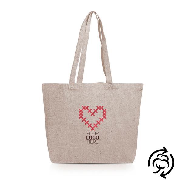 Saco De Algodão Reciclado 280G, Com Fole - Caqui