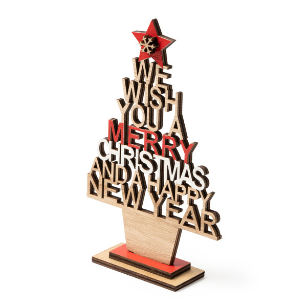 Personalised Christmas tree made of wood with message