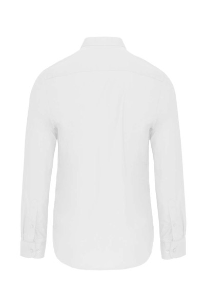 Men's Long-Sleeved Mandarin Collar Shirt - White / M