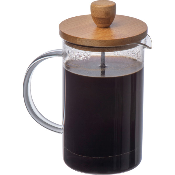 NATHAN Üveg kávé- vagy teafőző bambusz tetővel, 600 ml - Transparent