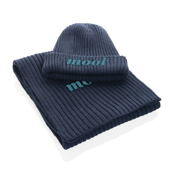 Écharpe tricotée 180x25cm Impact AWARE™ Polylana® - Bleu Marine