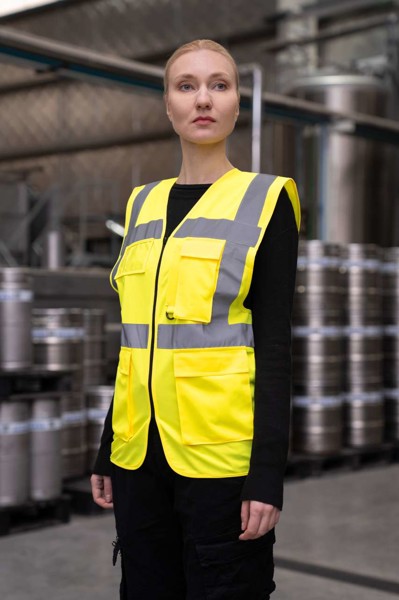 Comfort Executive Safety Vest "Hamburg" - Multifunctional With Pockets - Yellow / L