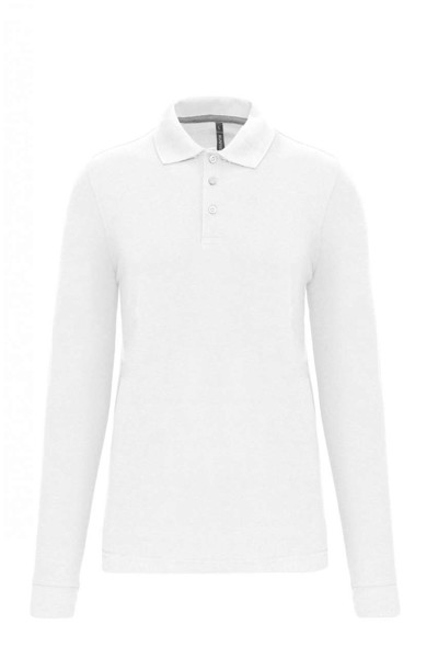 Muška polo majica dugih rukava - Bijela / 4XL