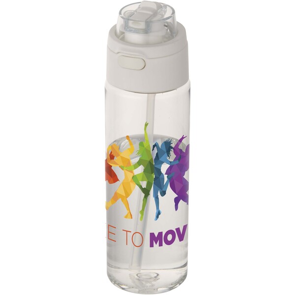 Theron 700 ml RCS recycled plastic water bottle with dual function lid and flip straw - Transparent Clear