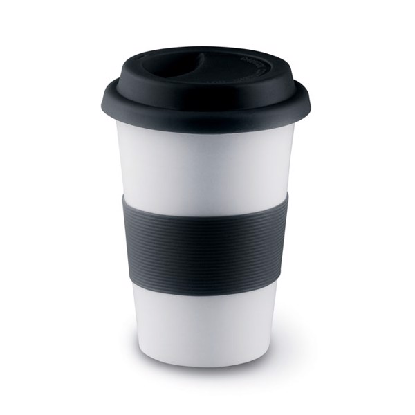 Ceramic mug w/ lid and sleeve Tribeca - Black