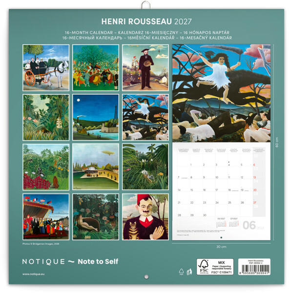 Notique Poznámkový Kalendář Henri Rousseau 2027, 30 x 30 cm - Východní