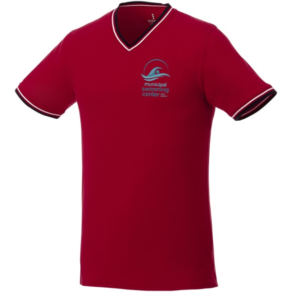 Camiseta de pico punto piqué para hombre "Elbert" - Rojo / Azul Marino / Blanco / XS