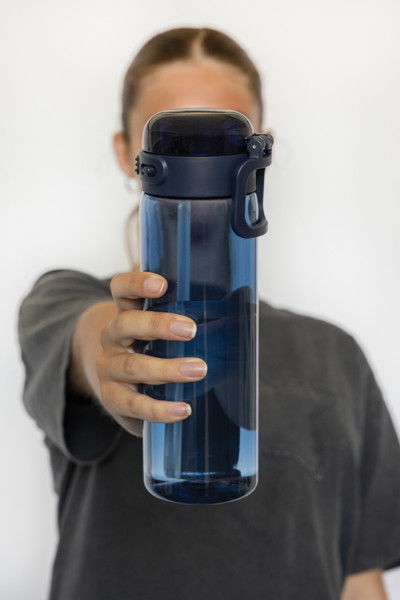 Bouteille d'eau étanche sport 800ml en rPET RCS SipnLock - Bleu Marine