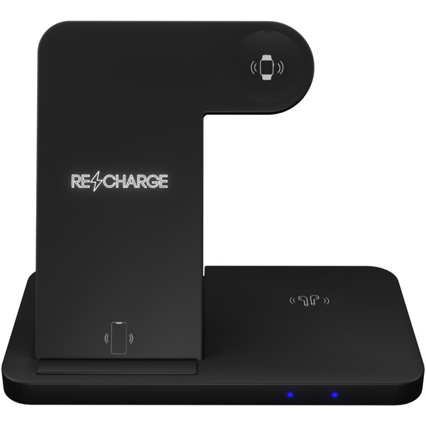 Base de carregamento sem fios 3-em-1 com suporte para telemóvel "SCX.design W28"