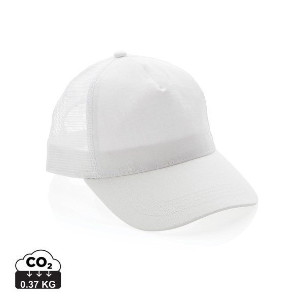 Casquette filet 5 panneaux coton recyclé Impact AWARE™ - Blanc