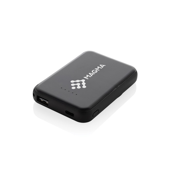 Magnetická powerbanka Stellar 5000mAh 5W z RCS plastu - Čierna
