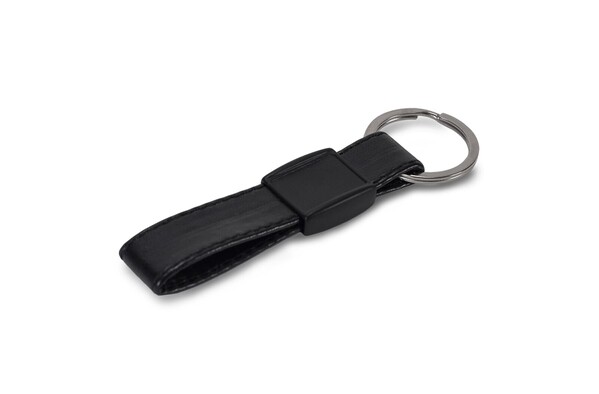 Porte-clés en cuir artificiel et métal - Noir