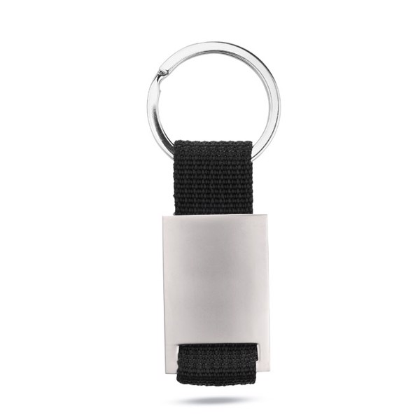 Metal rectangular key ring Tech - Black