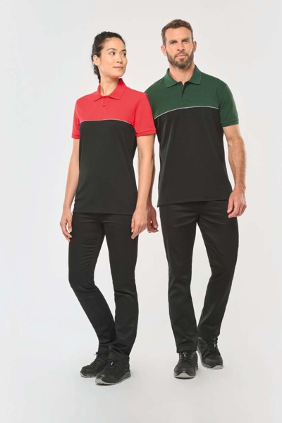 Unisex ekološki prihvatljiva dvobojna polo majica kratkih rukava - Crna / Tamno Siva / XL