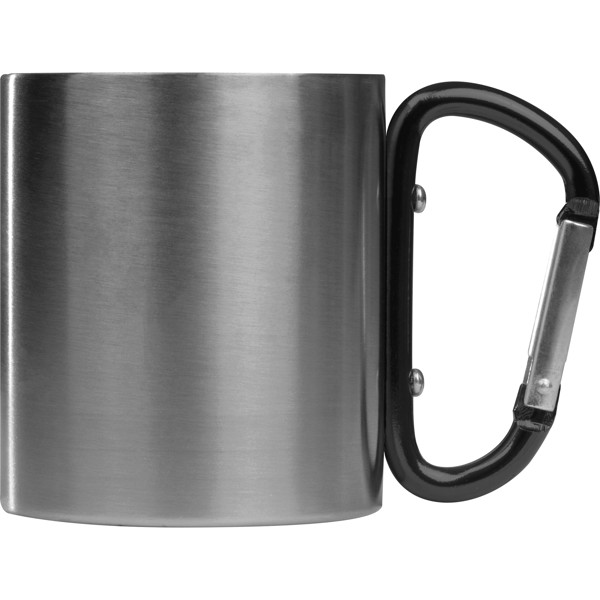 Metal mug with snap hook ANGELICA - Black