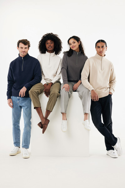 IQONIQ Elgon recycled cotton quarter zip sweater - Ivory White / XXL