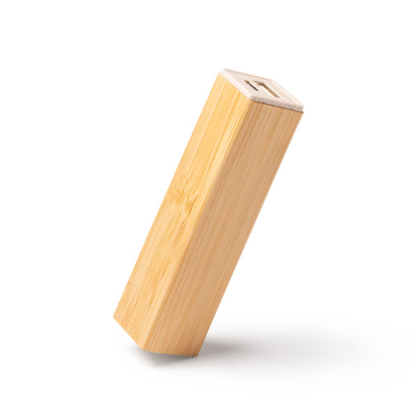 Personalised bamboo and wheat straw power bank 2600 mAh with charge indicator