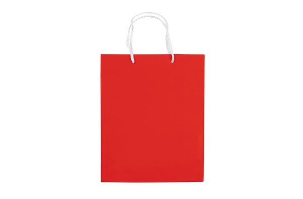 Papirnata vrečka sijajno laminirana, 240x100x300 mm - Rdeča