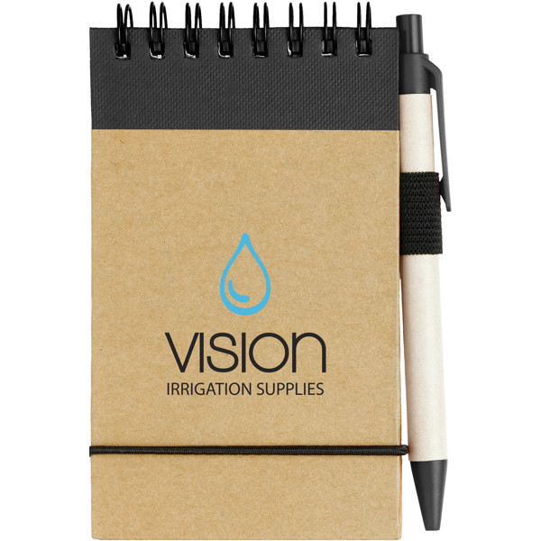 Zuse A7 recycled jotter notepad with pen - Natural / Solid Black