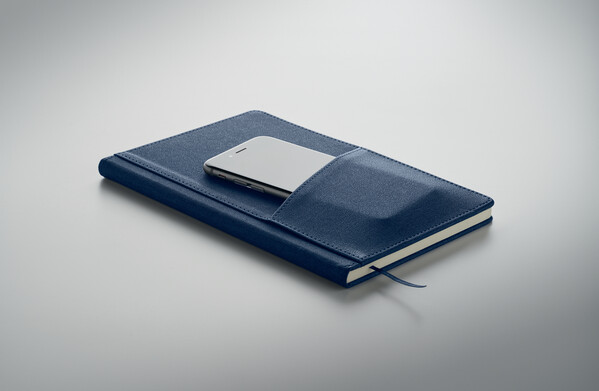 Carnet A5 en PU avec pochette Cinco - Bleu