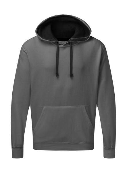 Contrast Hooded Sweatshirt Men - Grey / Black / 5XL