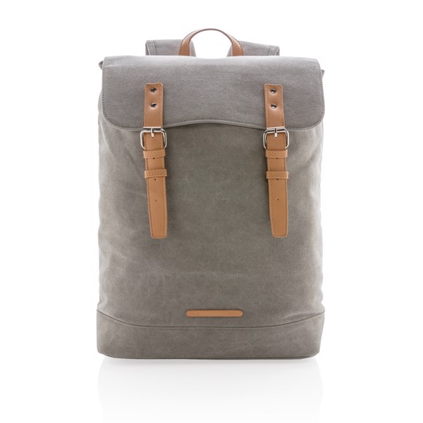 Canvas laptop backpack PVC free - Grey