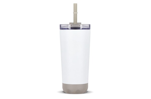 InSideOut Stainless Steel Double-Walled Norden Drink Cup with Straw  600ml - White