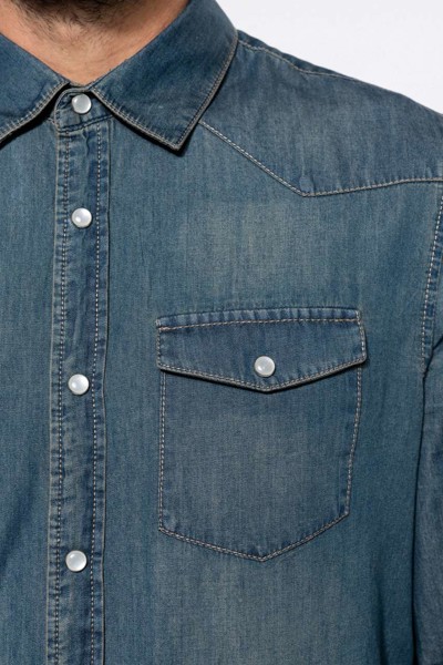 Men's Long-Sleeved Denim Shirt - S