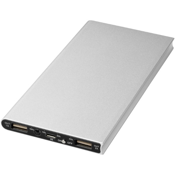 Plate 8000 mAh Aluminium-Powerbank - Silber