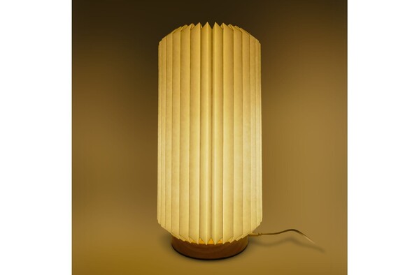 Coollux foldable paper LED lamp Aurora Tall on wooden base, 32cm - Nature