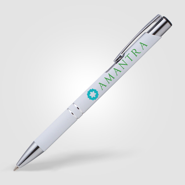 Stylo Crosby Métal - Blanc / Jet d’encre 4 couleurs