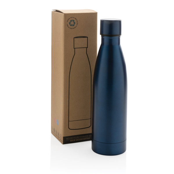 Bouteille iso couleur pleine en acier inoxydable recyclé RCS - Bleu Marine
