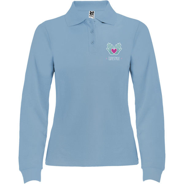 Polo da donna a maniche lunghe Estrella - Blu cielo / 3XL