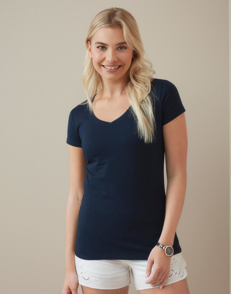 Stretch-T V-Neck For Women - Scarlet Red / L