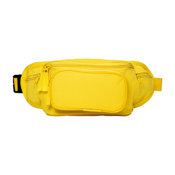 600D Polyester 5-Pocket Waist Bag With Adjustable Waist Strap And Clip Closure - Yellow