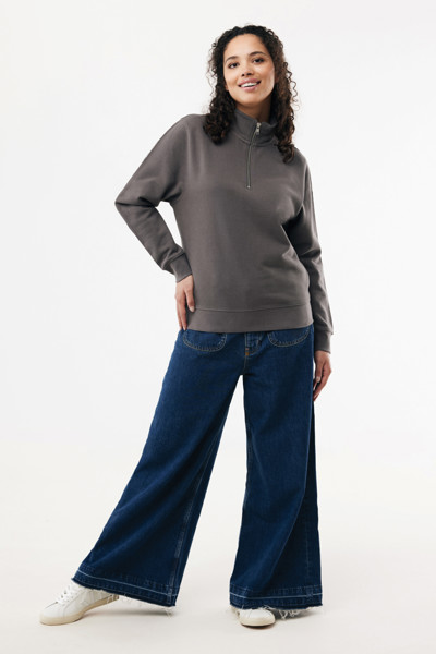 IQONIQ Elgon recycled cotton quarter zip sweater - Anthracite / XL