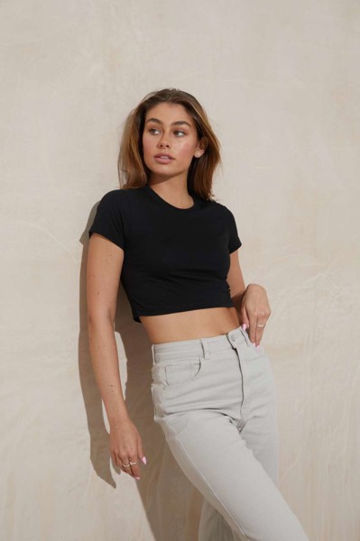 Women's Tri-Blend Cropped T - Solid White / L