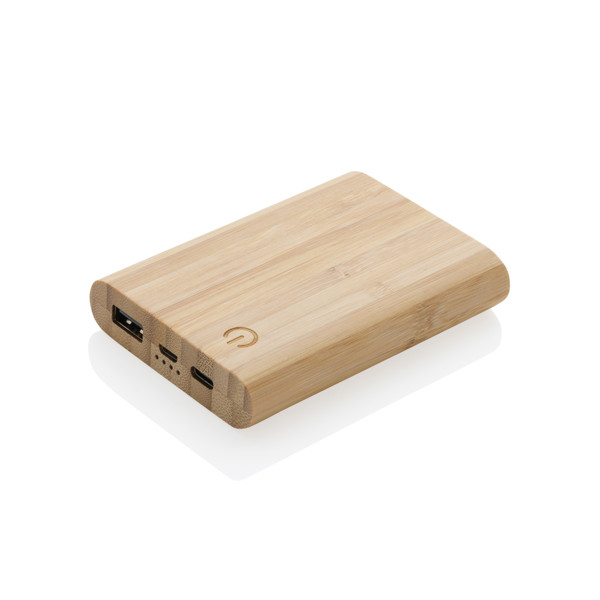 5.000 mAh powerbank i bambus, brun