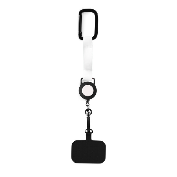 Porta-cartões retrátil anti-perda com suporte para telemóvel e alça sublimada - Cor integral / Preto