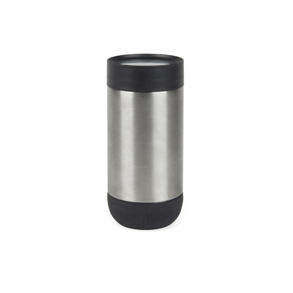 Termohrnek s push zavíráním VINGA Erie z RCS recyk. SS 350ml - Stříbrná / Černá