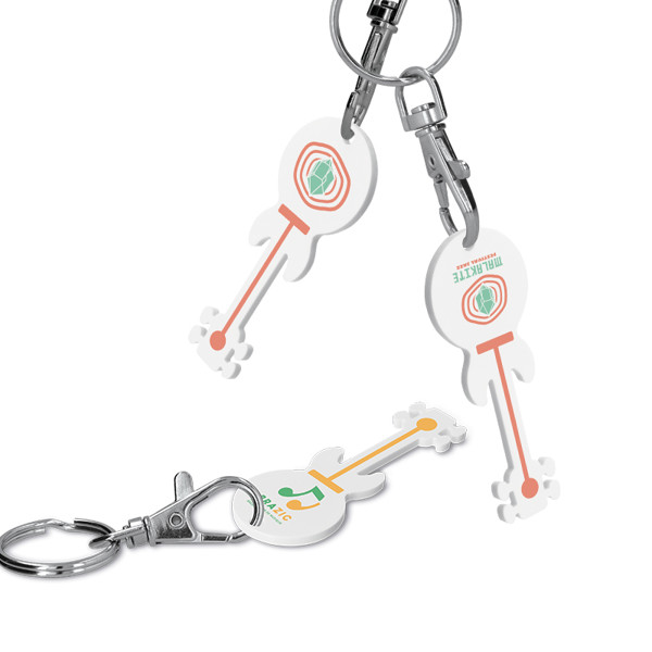 KEY HOLDER CARABINER WITH GUITAR SHAPED TOKEN