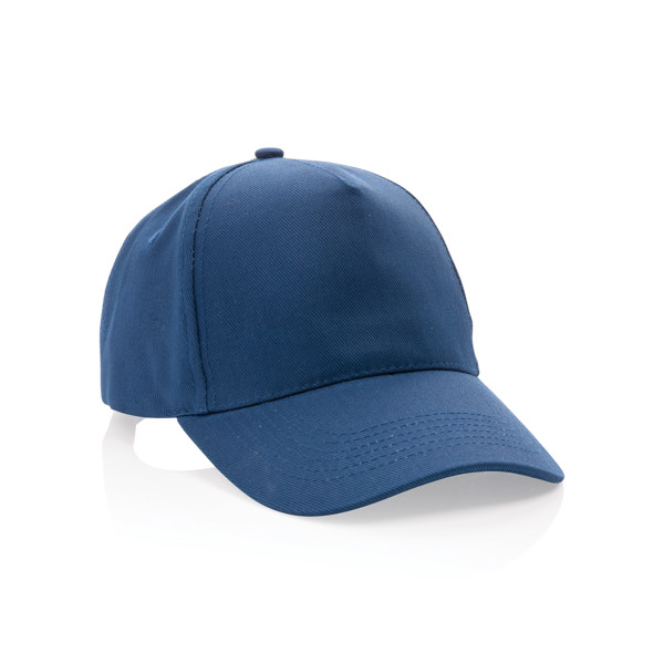 Casquette 5 panneaux en coton recyclé 280gr IMPACT - Bleu Marine