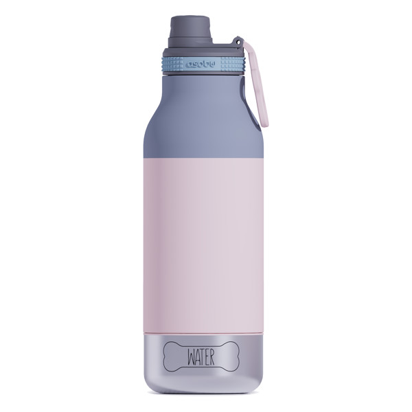 Asobu® Buddy Bottle: Portable Water Bottle with Dog Bowl - Pastel Pink 