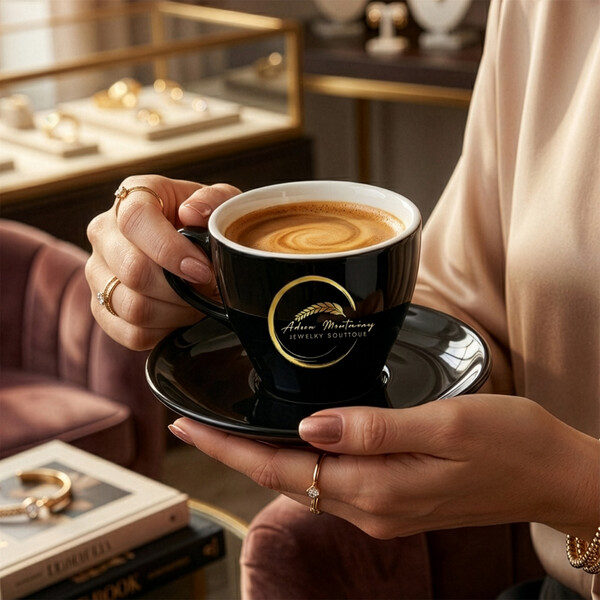 Cup Verona Nero Set 0ml black/white - White / 70 ml