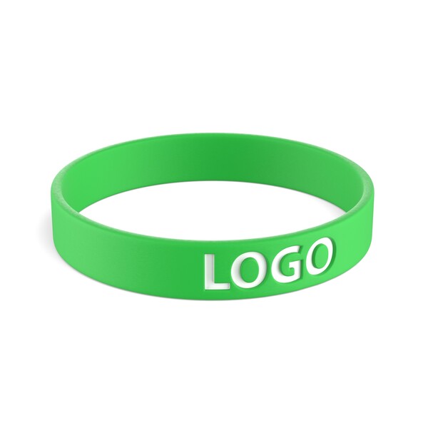 Personalisiertes Silikon Armband (12mm width) - Dunkles Blattgrün / 20x1.2x0.2cm