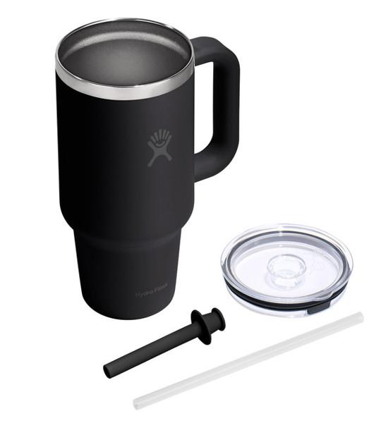 32 OZ TRAVEL TUMBLER CLEAR LID BLACK